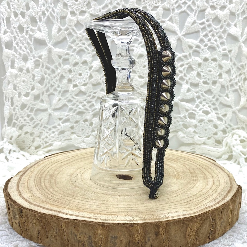 Pink Pewter Hand-Beaded Headband